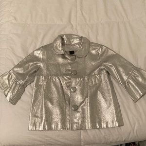 Flowers by Zoe girls size m silver leather jacket